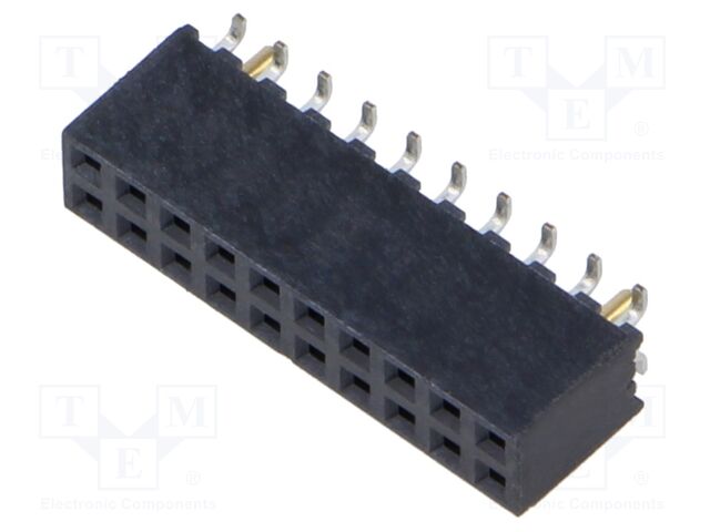 Connector: pin strips; female; PIN: 20; 2mm; gold flash; THT; socket