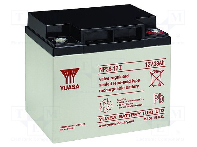 Re-battery: acid-lead; 12V; 38Ah; AGM; maintenance-free