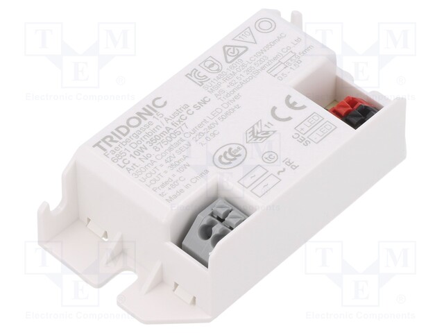 Power supply: switched-mode; LED; 10W; 20÷28.6VDC; 350mA; IP20
