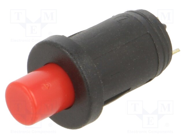 Pushbutton Switch, 8 mm, SPST-NO, Off-(On), Round, Red