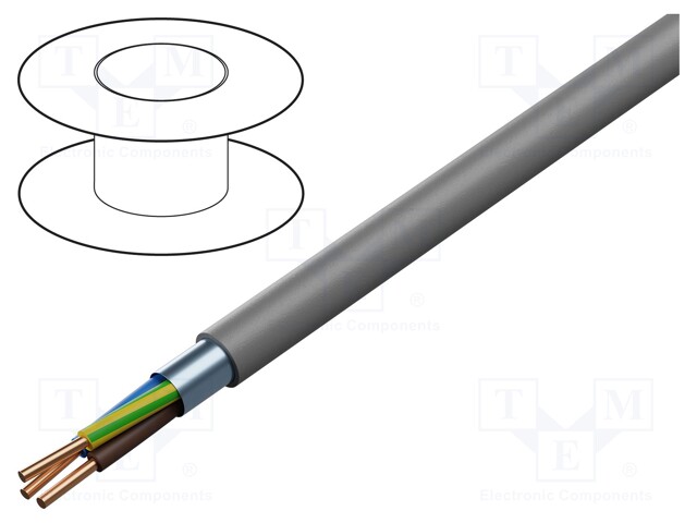 Wire; (N)YM(St)-J; 5G2.5mm2; solid; Cu; PVC; grey; 300V,500V