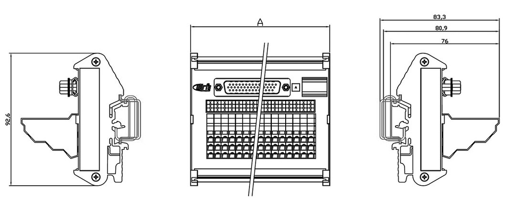 Transition module; Temp: -20÷60°C; W: 98mm; D: 83.3mm; H: 92.6mm