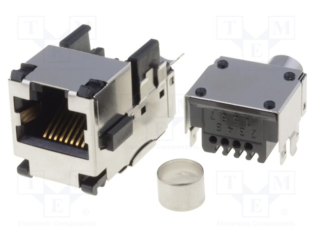 Socket; RJ45; PIN: 8; Cat: 5e; shielded,with terminal; Layout: 8p8c