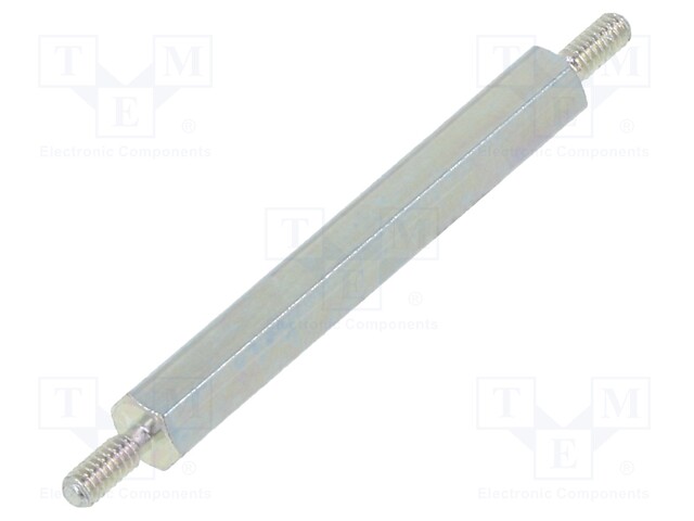 Screwed spacer sleeve; 30mm; Ext.thread: M2; hexagonal; steel