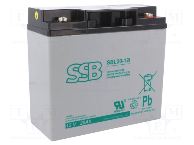 Re-battery: acid-lead; 12V; 20Ah; AGM; maintenance-free
