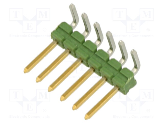 Pin header; pin strips; AMPMODU MOD II; male; PIN: 6; angled 90°