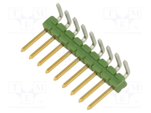 Pin header; pin strips; AMPMODU MOD II; male; PIN: 9; angled 90°