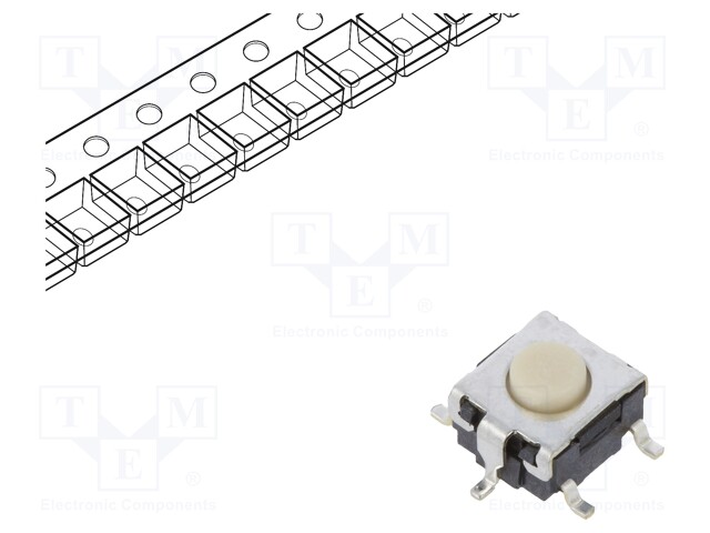 Microswitch TACT; SPST-NO; Pos: 2; 0.05A/24VDC; SMT; none; 1.57N