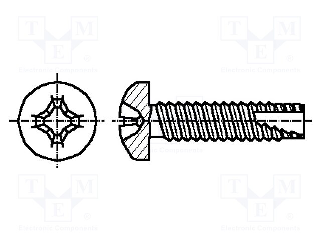 Screw; for metal; 4x8; Head: cheese head; Phillips; hardened steel