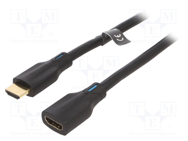 Cable; HDMI 2.1; HDMI socket,HDMI plug; PVC; 1m; black; 28AWG