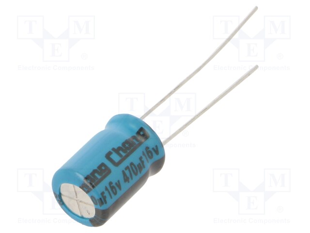 Capacitor: electrolytic; THT; 470uF; 16VDC; Ø8x11.5mm; Pitch: 3.5mm