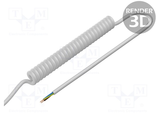 Wire: coiled; 3G1.5mm2; unshielded; PUR; white; 300V,500V; 0.8m