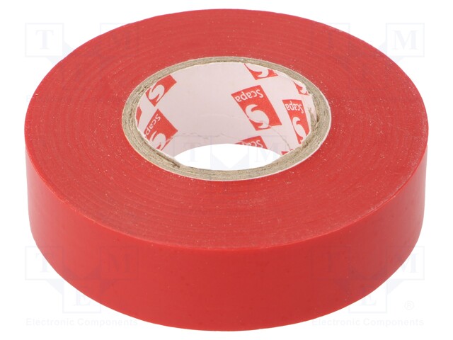 Tape: electrical insulating; W: 19mm; L: 25m; Thk: 0.15mm; red; 170%