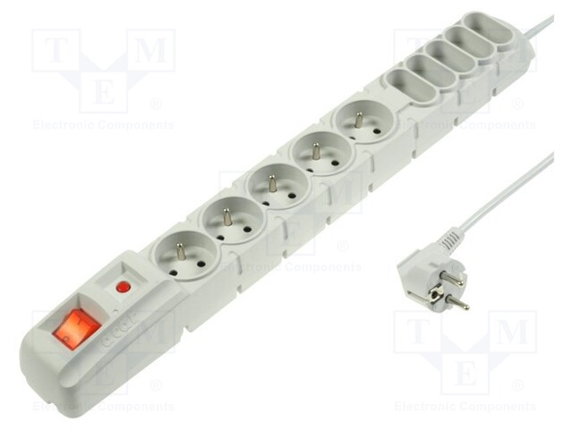 Plug socket strip: protective; Sockets: 10; 230VAC; 10A; 480g
