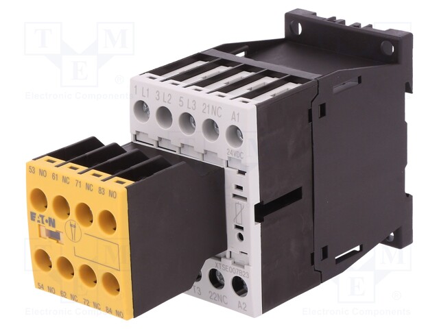 Contactor: 3-pole; NO x3; Auxiliary contacts: NC x3,NO x2; 24VDC