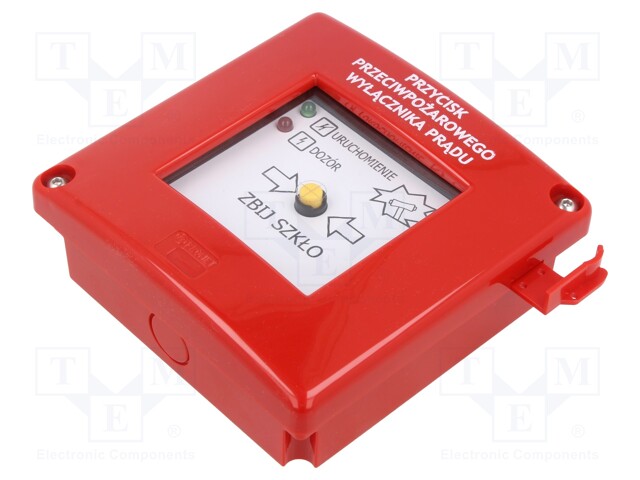 Safety switch: fire warning hand switch; PPWP; NC + NO; IP54; red