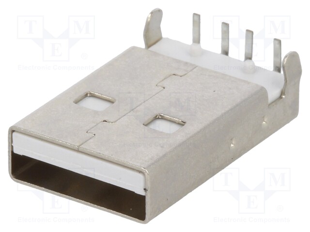Plug; USB A; on PCBs; THT; PIN: 4; angled 90°; USB 2.0; gold-plated