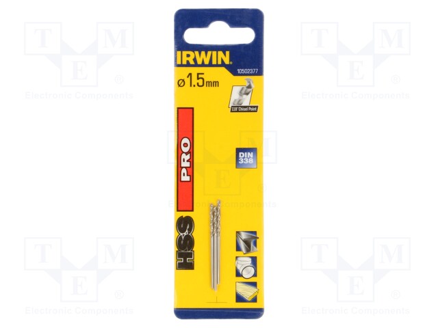 Drill bit; for metal; Ø: 1.5mm; L: 40mm; Working part len: 18mm