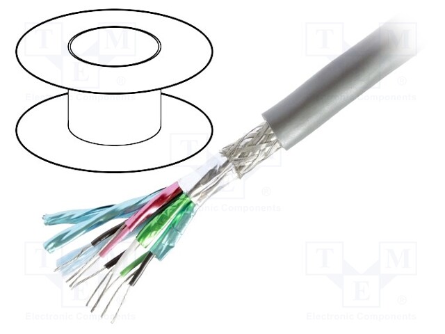 Wire; RS232,RS422; stranded; Cu; PVC; chrome; 30m; 300V; 100Ω