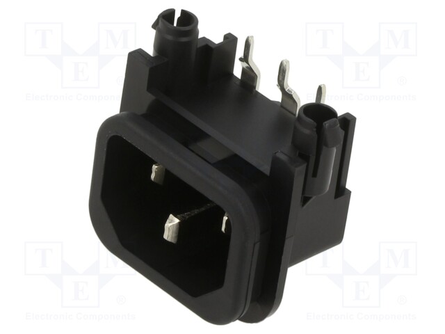 Connector: AC supply; socket; male; 10A; 250VAC; IEC 60320; C14 (E)