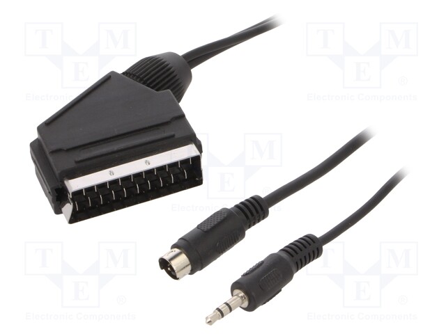Cable; Jack 3.5mm 3pin plug,Mini-DIN plug 4pin,SCART plug; 10m