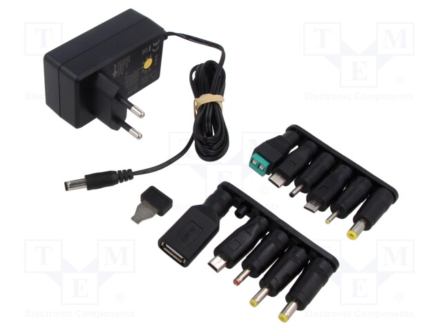 Power supply: switched-mode; plug; 3VDC,; Plug: EU; 74.6%; black