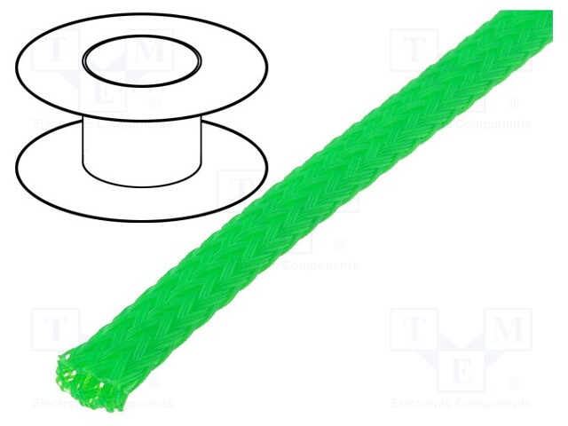 Braid; polyester; 3÷7,nom.4mm; green; Package: 100m