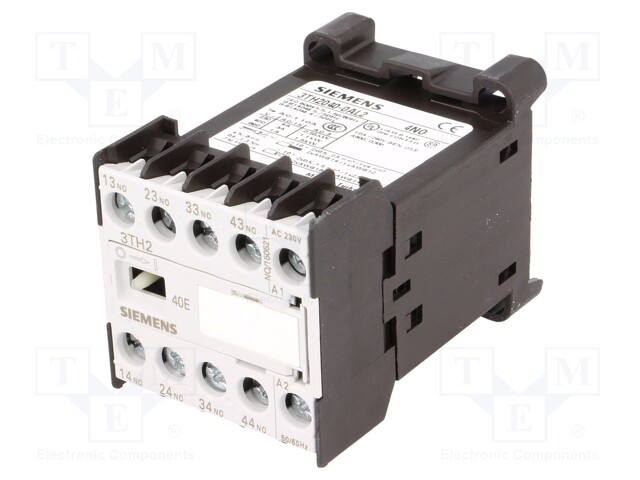 Contactor: 4-pole; NO x4; 230VAC; 4A; DIN,on panel; 3TH20