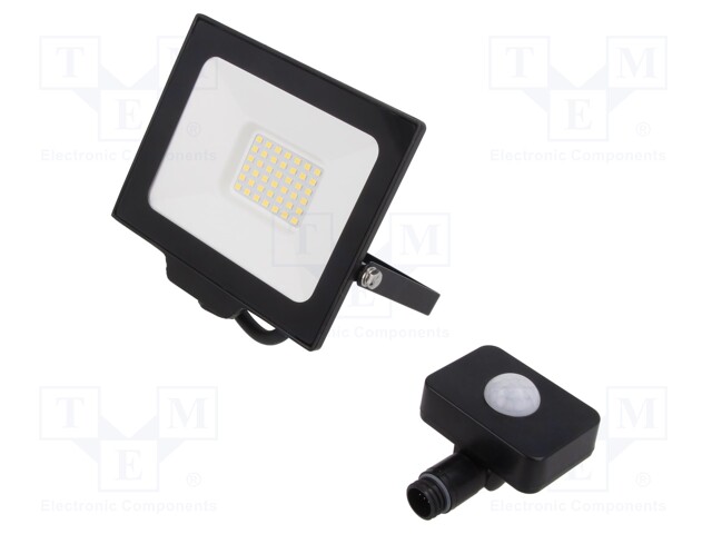 Lamp: LED flood light; 230VAC; 30W; 4000K; CRImin: 80; 3000lm