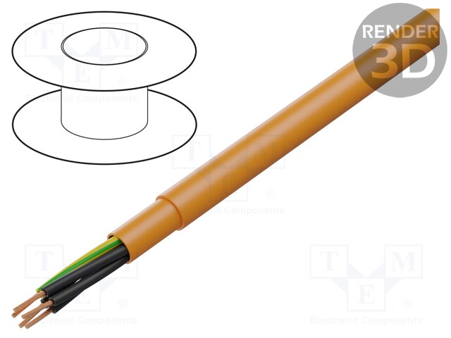 Wire; PUR-ORANGE-JZ; 5G2,5mm2; unshielded; 300/500V; PUR; Cu