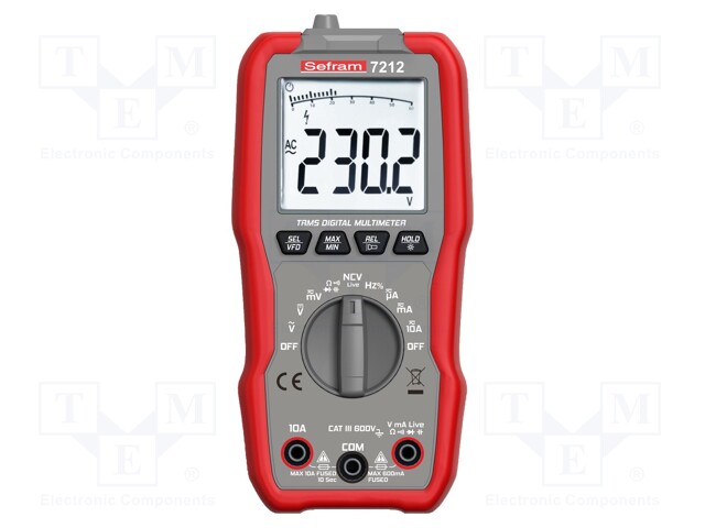 Digital multimeter; LCD; (6000); 3x/s; VDC: 60mV÷600V; 600Ω÷60MΩ