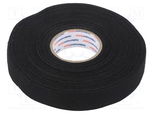 Tape: textile; W: 19mm; L: 25m; Thk: 0.3mm; rubber; black; -40÷105°C