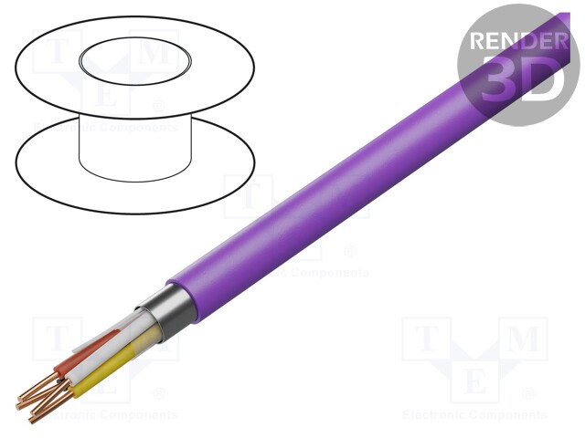 Wire; EiB/KNX,outdoor; 2x2x0,8mm; solid; Cu; Al foil; PVC; violet