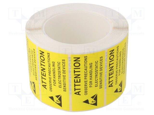 Self-adhesive label; ESD; 38x75mm; 1000pcs; reel; yellow-black