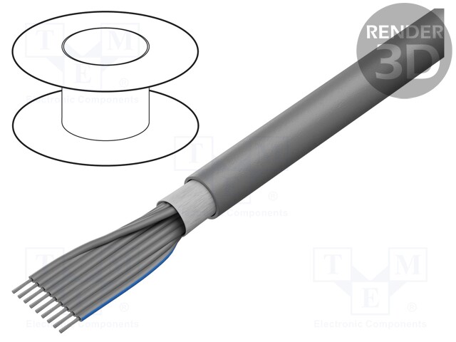 Wire: ribbon; round; 1.27mm; stranded; Cu; 14x28AWG; unshielded; PVC
