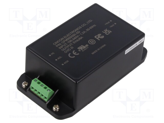 Power supply: switched-mode; 50W; 5VDC; 8A; 80÷264VAC; -30÷80°C