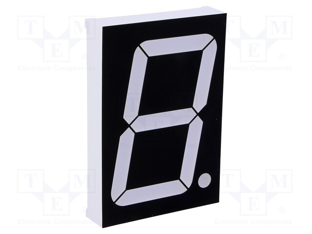 Display: LED; 7-segment; 56mm; 2.3"; No.char: 1; green; 20mcd