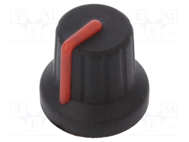 Knob; with pointer; rubber,plastic; Shaft d: 6mm; Ø16x15.1mm