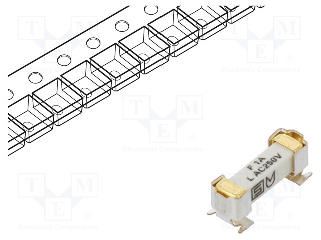 Fuse: fuse; time-lag; 1A; 250VAC; 125VDC; SMD; ceramic; 4.2x11.1mm