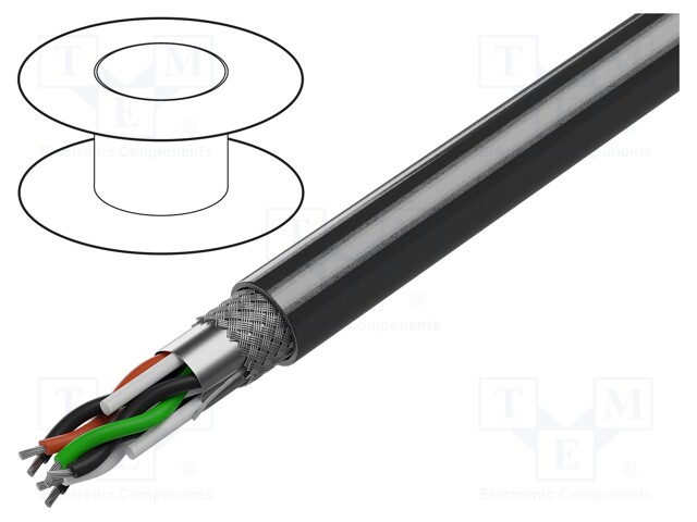 Wire; RS232,RS422; 3x2x24AWG; stranded; Cu; PVC; chrome; 152m; 30V