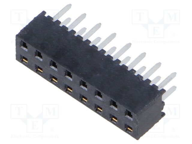 Connector: pin strips; female; PIN: 16; 2mm; THT; socket; straight