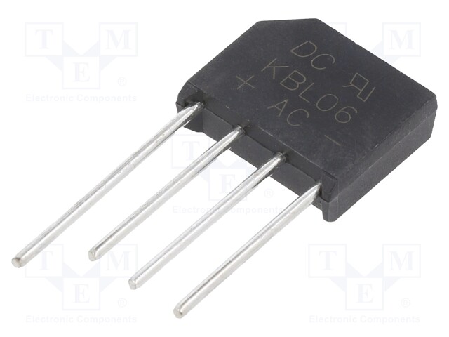 Bridge rectifier: one-phase; Urmax: 600V; Ifsm: 125A; KBL; If: 4A