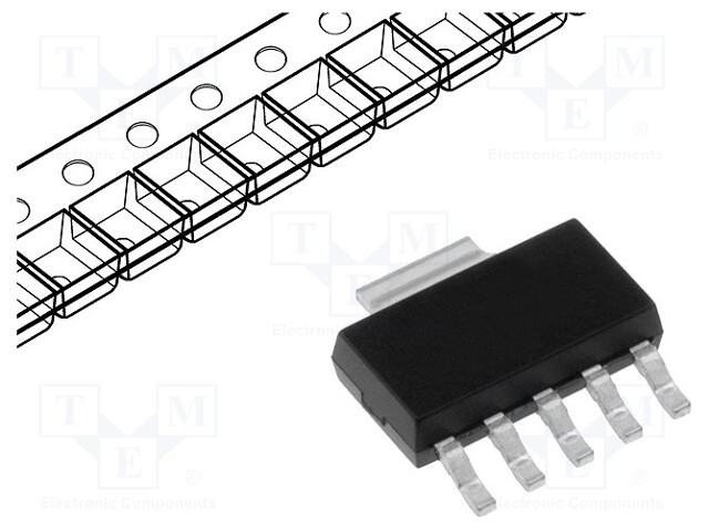 IC: voltage regulator; LDO,fixed; 3.3V; 0.3A; SOT223-5; SMD