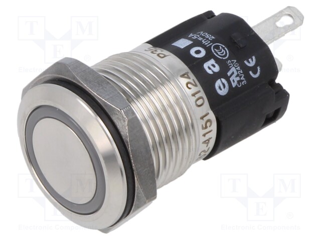 Indicator: LED; flat; blue; 24VDC; 24VAC; Ø16mm; Body: silver