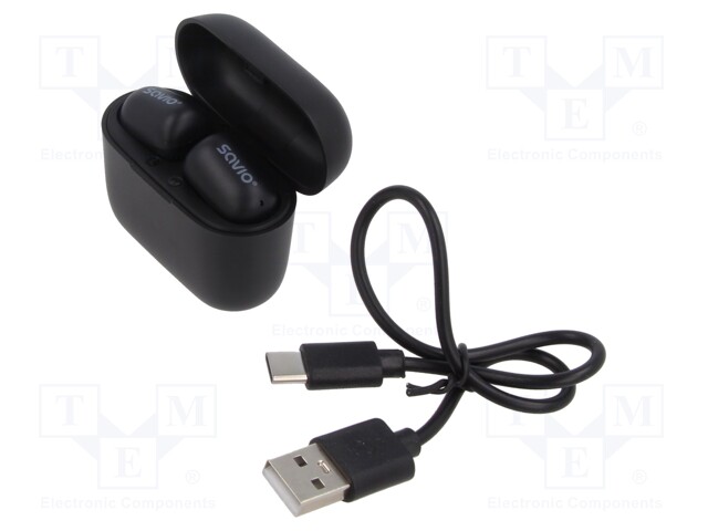 Wireless headphones with microphone; black; USB C; 20Hz÷20kHz