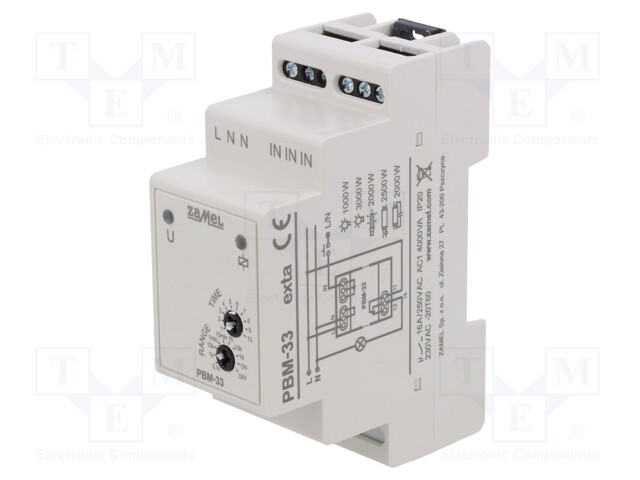 Relay: installation; bistable,impulse; NO/NC; Ucoil: 230VAC; 16A