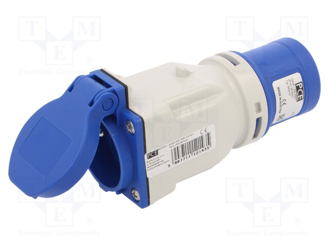 Connector: AC supply; adapter; male/female; 16A; 400/230VAC; IP44