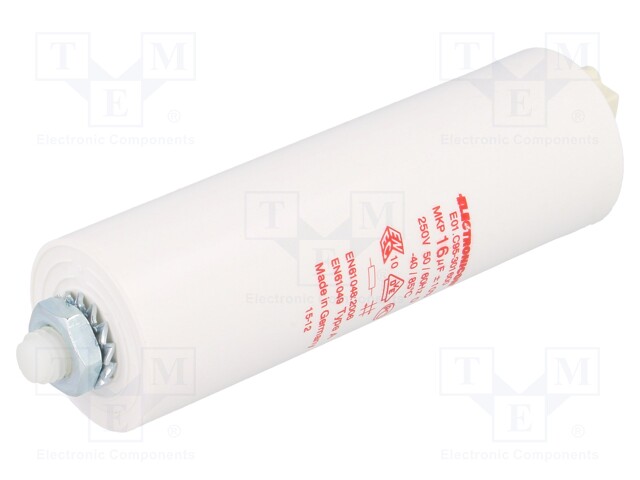 Capacitor: for discharge lamp; 16uF; 250VAC; ±10%; Ø30x95mm