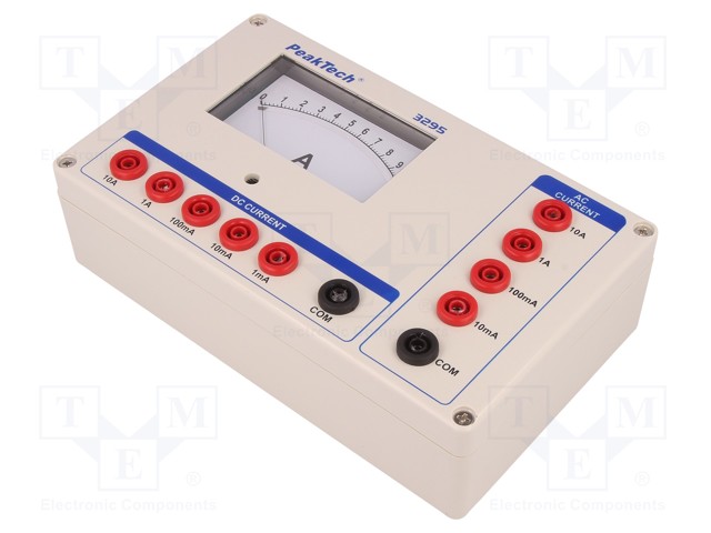 Table; I DC: 1m/10m/100m/1A/10A; I AC: 10m/100m/1/10A; 1.5%