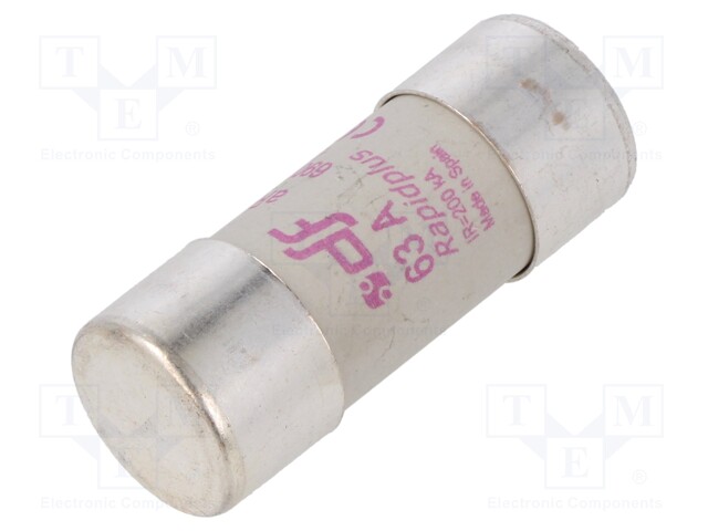 Fuse: fuse; aR; 63A; 690VAC; 700VDC; 22x58mm
